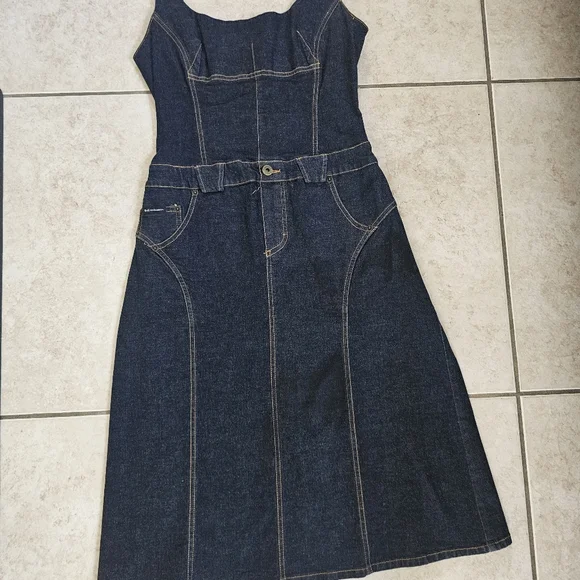 white christmas dresses Guess Factory Eco Deanna Belted Denim Dress main image 0